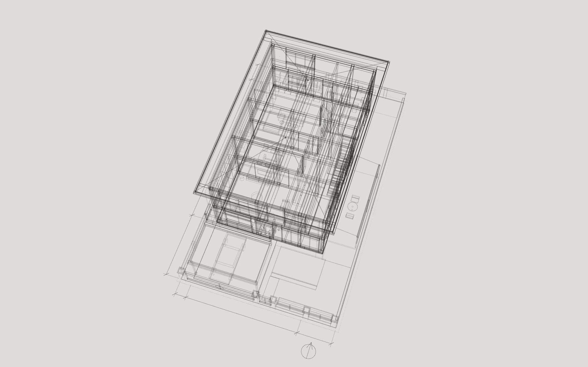 Our 3D house for Aero Construction as blueprint lines
