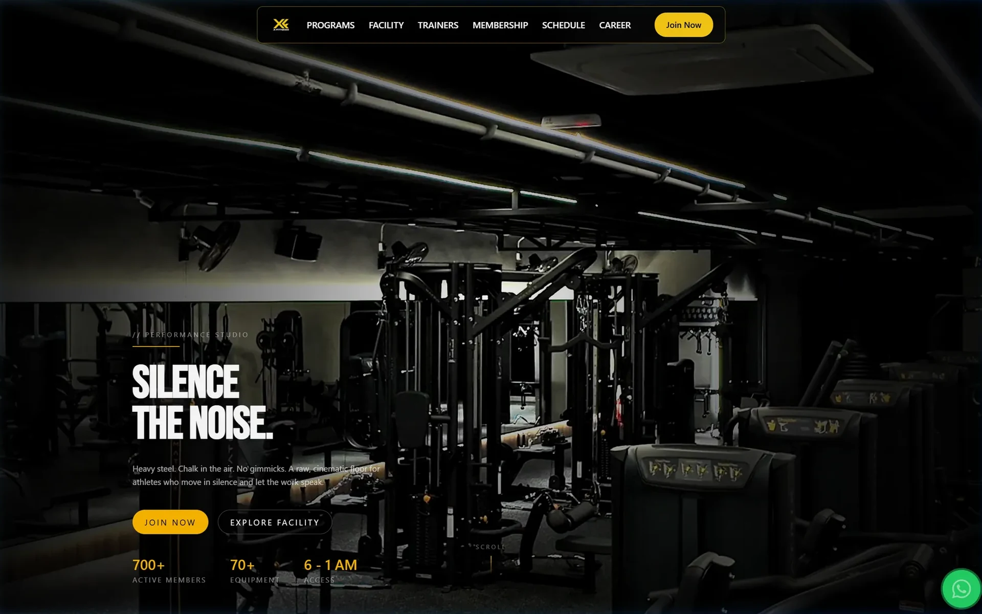 XFitness website: Hero, Silence the noise